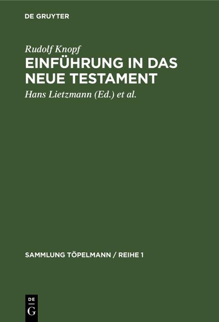 Einführung in das Neue Testament - Rudolf Knopf