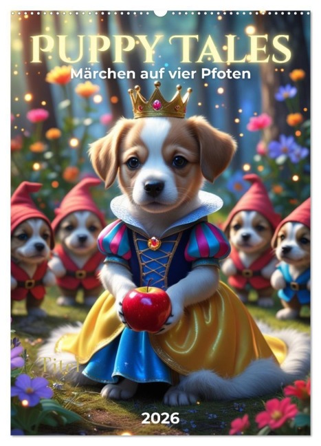Puppy Tales - Märchen auf vier Pfoten (Wandkalender 2026 DIN A2 hoch), CALVENDO Monatskalender - Renaissance Soul