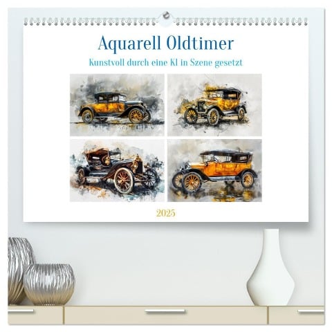 Aquarell Oldtimer (hochwertiger Premium Wandkalender 2025 DIN A2 quer), Kunstdruck in Hochglanz - Steffen Gierok-Latniak