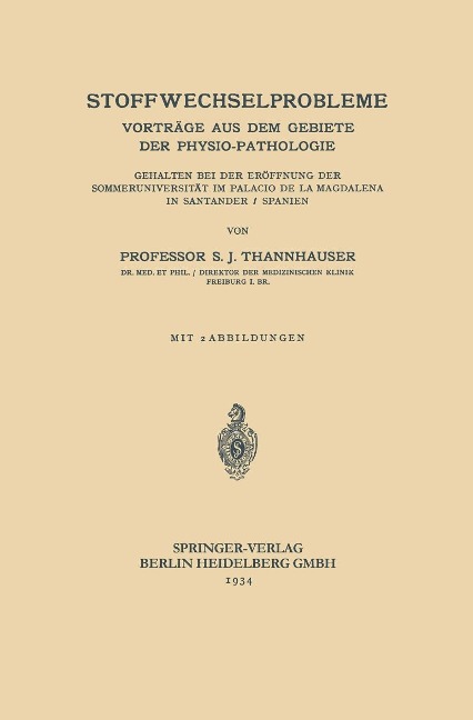 Stoffwechselprobleme - S. J. Thannhauser