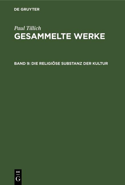 Die religiöse Substanz der Kultur - Paul Tillich