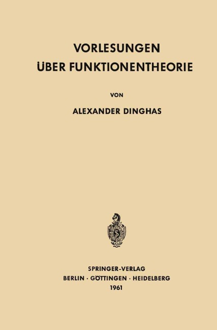 Vorlesungen über Funktionentheorie - Alexander Dinghas
