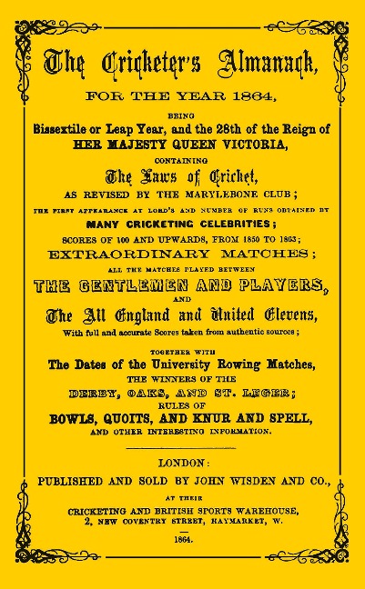Wisden Cricketers' Almanack 1864 - Bloomsbury Publishing