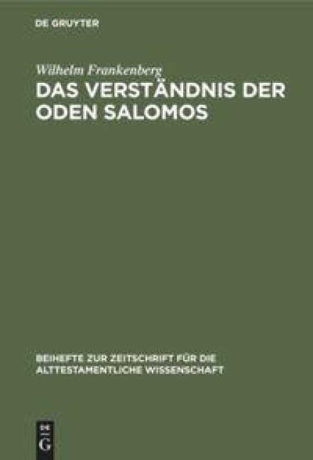 Das Verständnis der Oden Salomos - Wilhelm Frankenberg