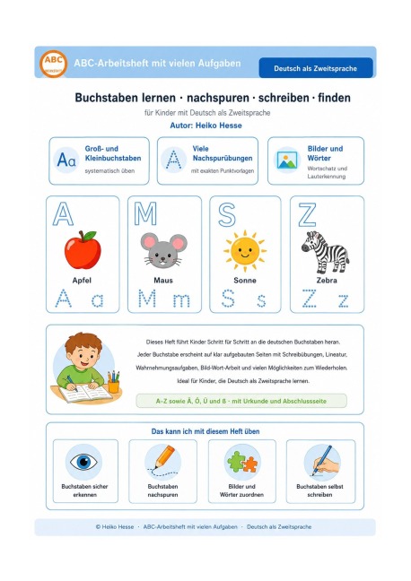 ABC Arbeitsheft - Buchstaben lernen-nachspuren-schreiben-finden - Heiko Hesse