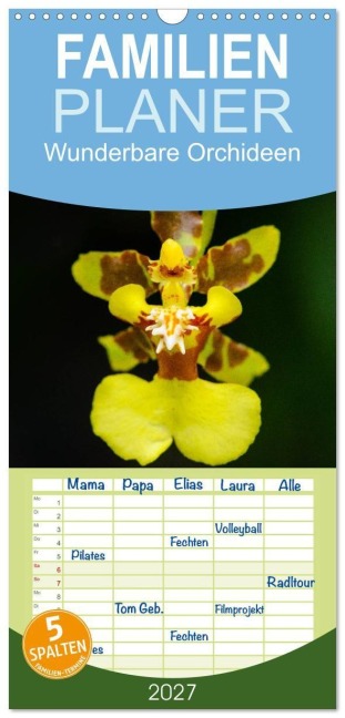 Familienplaner 2027 - Wunderbare Orchideen mit 5 Spalten (Wandkalender, 21 x 45 cm) CALVENDO - Jürgen Wöhlke