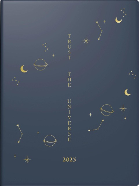 rido/idé 7013607015 Taschenkalender Young Line Mini (2025) "Universe"| 2 Seiten = 1 Woche| A6| 160 Seiten| Grafik-Einband| dunkelblau - 