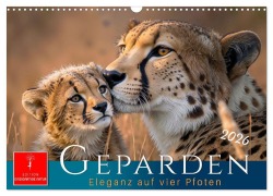 Cover-Bild zum Titel 'Geparden - Eleganz auf vier Pfoten (Wandkalender 2026 DIN A3 quer), CALVENDO Monatskalender' von 'Meike und Peter Roder'