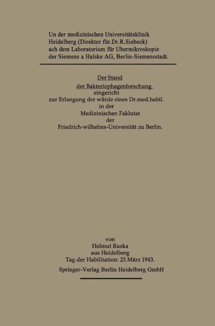 Der Stand der Bakteriophagenforschung - Helmut Ruska