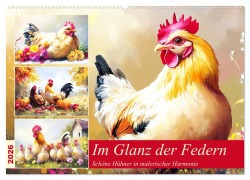 Cover-Bild zum Titel 'Im Glanz der Federn. Schöne Hühner in malerischer Harmonie (Wandkalender 2026 DIN A2 quer), CALVENDO Monatskalender' von 'Rose Hurley'