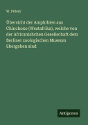 Cover-Bild zum Titel 'Übersicht der Amphibien aus Chinchoxo (Westafrika), welche von der Africanishchen Gesellschaft dem Berliner zoologischen Museum übergeben sind' von 'W. Peters'
