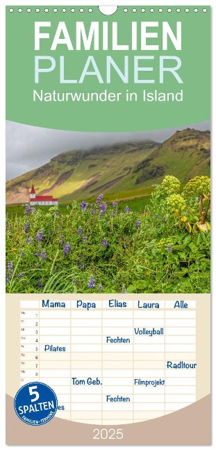 Familienplaner 2025 - Naturwunder in Island mit 5 Spalten (Wandkalender, 21 x 45 cm) CALVENDO - Heiko Eschrich