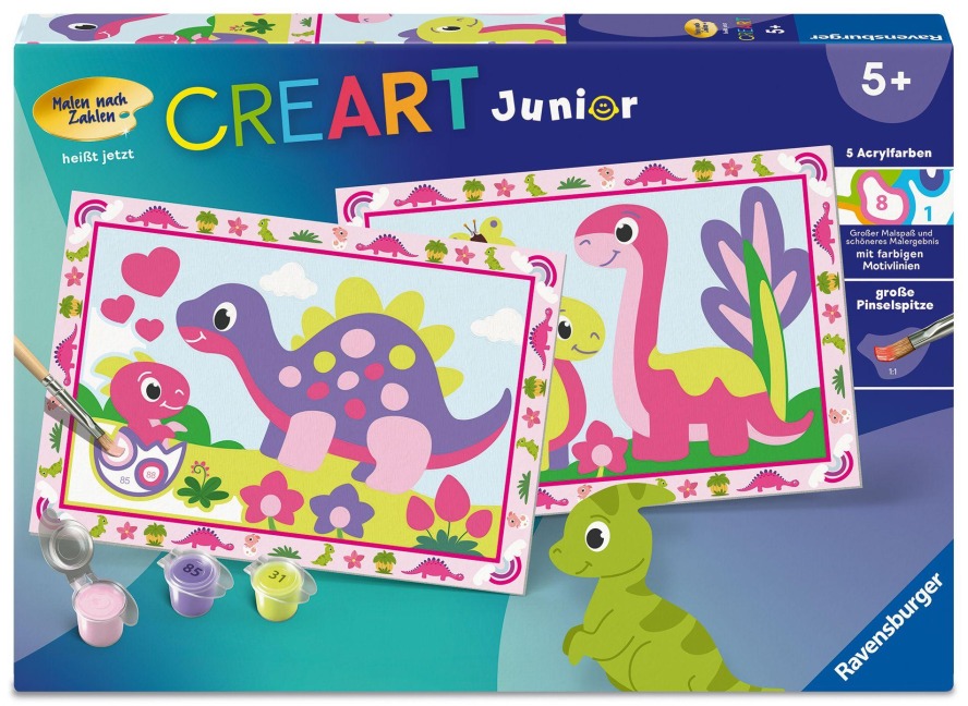 CreArt, Malen nach Zahlen Junior - Bunte Dinosaurier - 