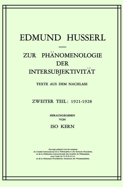 Zur Phänomenologie der Intersubjektivität - Kern, Edmund Husserl