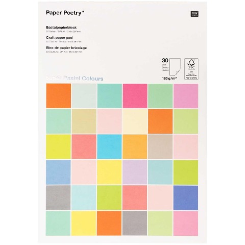 Bastelblock 180g, Super Pastel Colours FSC MIX - 