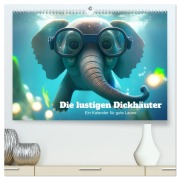 Cover-Bild zum Titel 'Die lustigen Dickhäuter. Ein Kalender für gute Laune (hochwertiger Premium Wandkalender 2026 DIN A2 quer), Kunstdruck in Hochglanz' von 'Artefacti Artefacti'