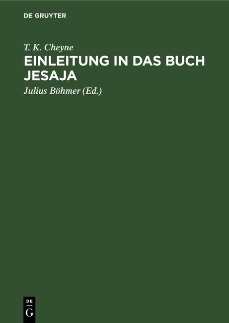 Einleitung in das Buch Jesaja - T. K. Cheyne