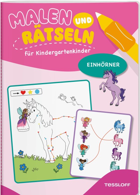 Malen und Rätseln für Kindergartenkinder. Einhörner - 