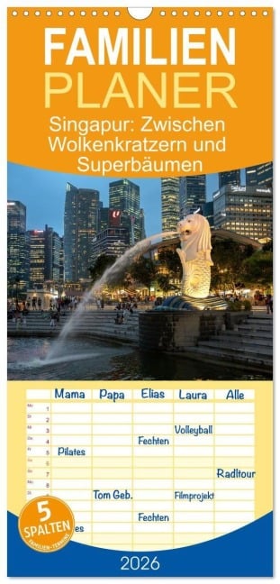 Familienplaner 2026 - Singapur: Zwischen Wolkenkratzern und Superbäumen mit 5 Spalten (Wandkalender, 21 x 45 cm) CALVENDO - Michael Heber heber-michael. de