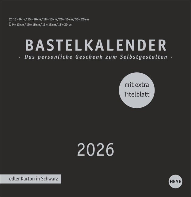 Premium-Bastelkalender schwarz groß 2026 - 