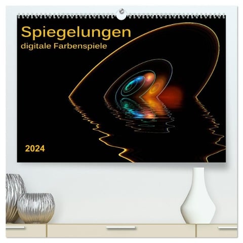 Spiegelungen - digitale Farbenspiele (hochwertiger Premium Wandkalender 2024 DIN A2 quer), Kunstdruck in Hochglanz - Peter Roder