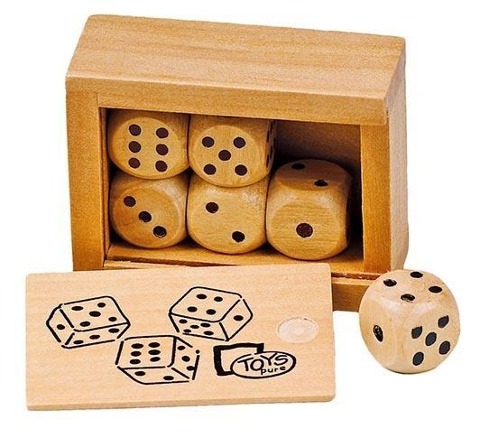 Würfelkasten mit 6 Holzwürfeln - 