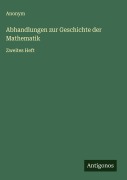 Cover-Bild zum Titel 'Abhandlungen zur Geschichte der Mathematik' von 'Anonym'