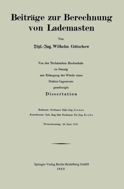 Beiträge zur Berechnung von Lademasten - Wilhelm Gütschow