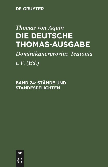 Stände und Standespflichten - Thomas von Aquin