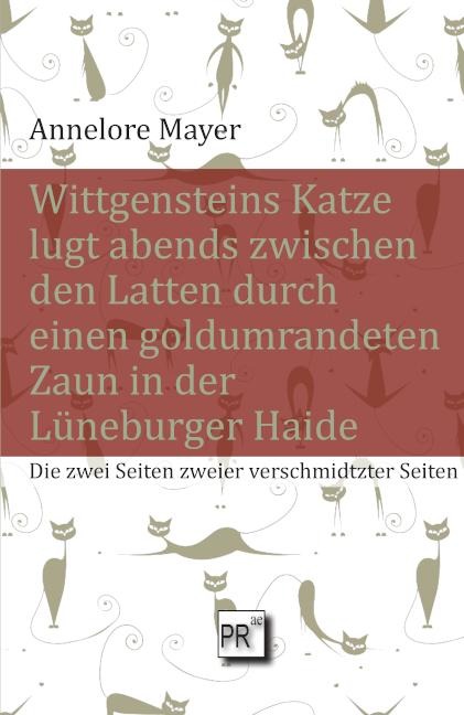 Wittgensteins Katze lugt abends zwischen den Latten durch einen goldumrandeten Zaun in der Lüneburger Haide - Annelore Mayer