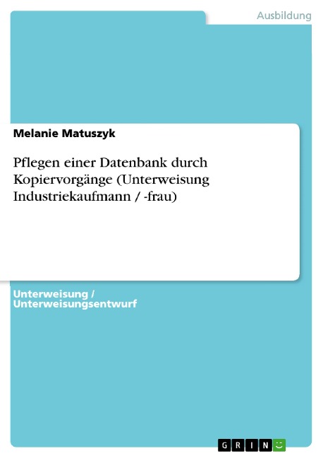 Pflegen einer Datenbank durch Kopiervorgänge (Unterweisung Industriekaufmann / -frau) - Melanie Matuszyk