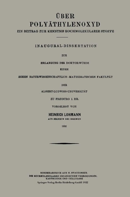Über Polyäthylenoxyd - Heinrich Lohmann