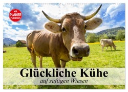 Glückliche Kühe auf saftigen Wiesen (Wandkalender 2025 DIN A2 quer), CALVENDO Monatskalender - Elisabeth Stanzer