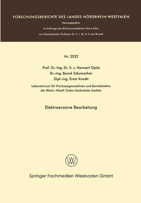 Elektroerosive Bearbeitung - Herwart Opitz