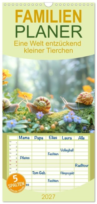 Familienplaner 2027 - Eine Welt entzückend kleiner Tierchen mit 5 Spalten (Wandkalender, 21 x 45 cm) CALVENDO - Liselotte Brunner-Klaus