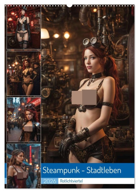 Steampunk - Stadtleben - Rotlichtviertel (Wandkalender 2026 DIN A2 hoch), CALVENDO Monatskalender - Stanley Hinz