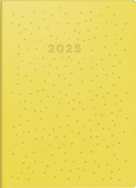 rido/idé 7018504035 Taschenkalender Modell Technik S (2025) "Dots"| 2 Seiten = 1 Woche| A6| 144 Seiten| Kunstleder-Einband Trend| flexibel| gelb - 