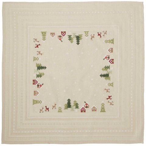 Stickpackung Gezählter Kreuzstich, Tischdecke Winterlandschaft, 90x90cm - 