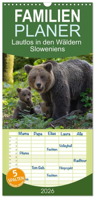 Familienplaner 2026 - Lautlos in den Wäldern Sloweniens mit 5 Spalten (Wandkalender, 21 x 45 cm) CALVENDO - Stephan Peyer
