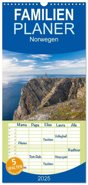 Familienplaner 2025 - Norwegen mit 5 Spalten (Wandkalender, 21 x 45 cm) CALVENDO - Hiacynta Jelen