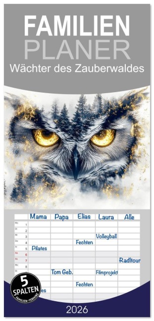 Familienplaner 2026 - Wächter des Zauberwaldes mit 5 Spalten (Wandkalender, 21 x 45 cm) CALVENDO - Steffen Gierok-Latniak