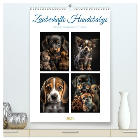 Zauberhafte Hundebabys (hochwertiger Premium Wandkalender 2025 DIN A2 hoch), Kunstdruck in Hochglanz - Steffen Gierok-Latniak