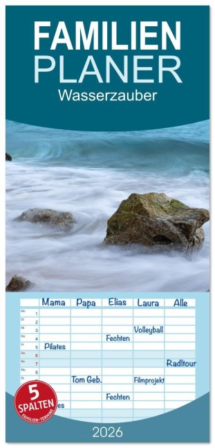 Familienplaner 2026 - Wasserzauber mit 5 Spalten (Wandkalender, 21 x 45 cm) CALVENDO - Daniel Pelz
