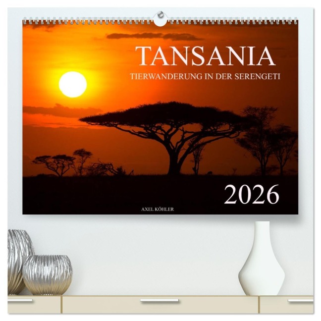 Tansania - Tierwanderung in der Serengeti (hochwertiger Premium Wandkalender 2026 DIN A2 quer), Kunstdruck in Hochglanz - Axel Köhler