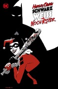 Cover-Bild zum Titel 'Harley Quinn: Schwarz, Weiß und noch röter' von 'Chip Zdarsky, Kevin Maguire, Bruno Redondo, Gail Simone, David Baldeón'