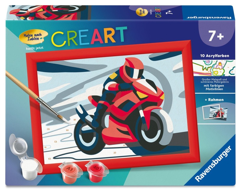 CreArt, Malen nach Zahlen Kinder - Motorradfahrer - 