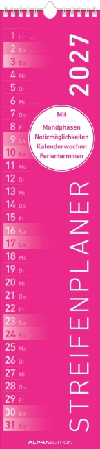 Streifenplaner PINK 2027 - 