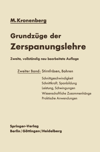 Grundzüge der Zerspanungslehre - Max Kronenberg