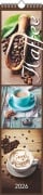 Cover-Bild zum Titel 'Küchenplaner Kaffee 2026 - Streifen-Kalender 11,3x49x5 cm - Kaffeekalender - mit leckeren Rezepten - Wandplaner - Küchenkalender - Alpha Edition' von ''