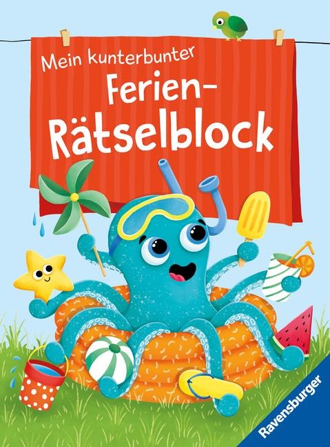 Ravensburger Mein kunterbunter Ferien-Rätselblock - Rätselspaß im Urlaub, auf Reisen oder Zuhause - Ferien Unterhaltung für Kinder von 7 bis 9 Jahren - Tanja Bürgermeister
